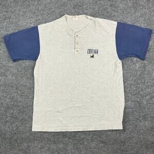 Cottonwood Henley Shirt Mens Size XL Gray Blue Chicago Colorblock Tourist Tee